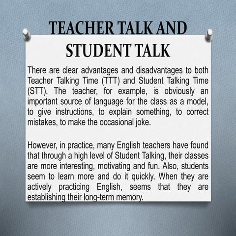 Teacher talk and student talk