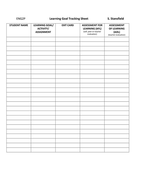 Introduction Tracking Sheet | PDF