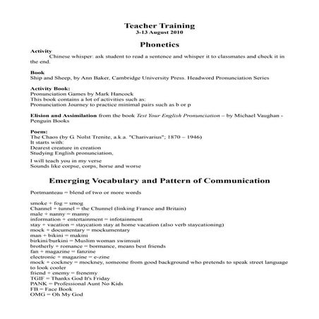 Teacher training course