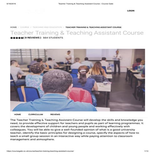 Teacher Training Teaching Assistant Course Course Gate PDF