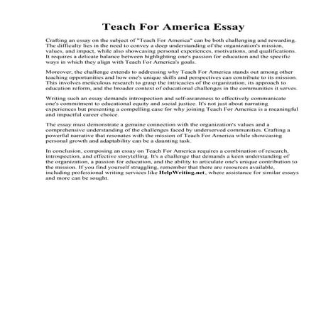 Teach For America Essay
