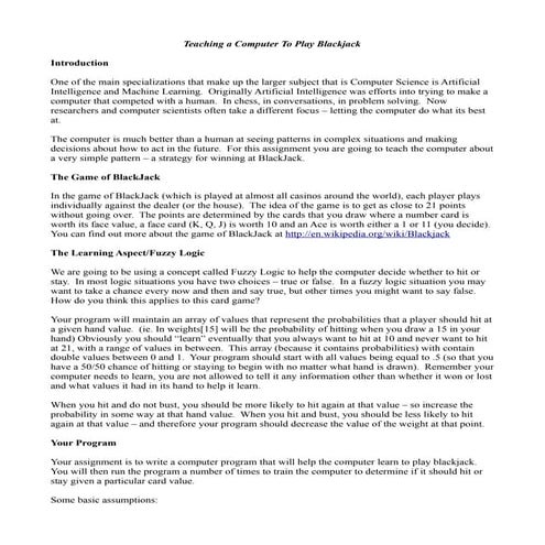 Teaching a Computer To Play Blackjack.doc