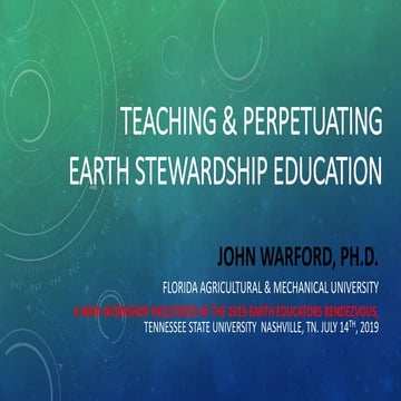 Teaching &amp; Perpetuating Earth Stewardship Education