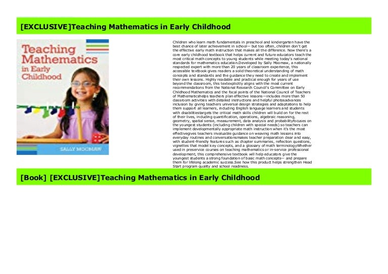 [EXCLUSIVE]Teaching Mathematics in Early Childhood