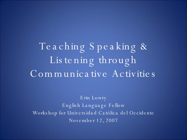 Teaching Speaking & Listening