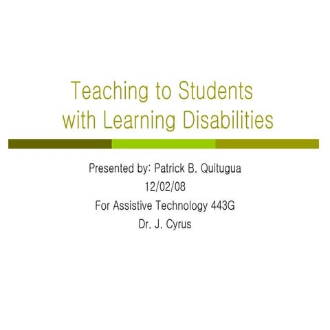 Teaching To Students With Learning Disabilites