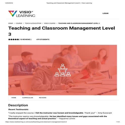 Teaching and classroom management level 3 | visio learning