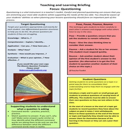 Teaching and learning briefing   questioning