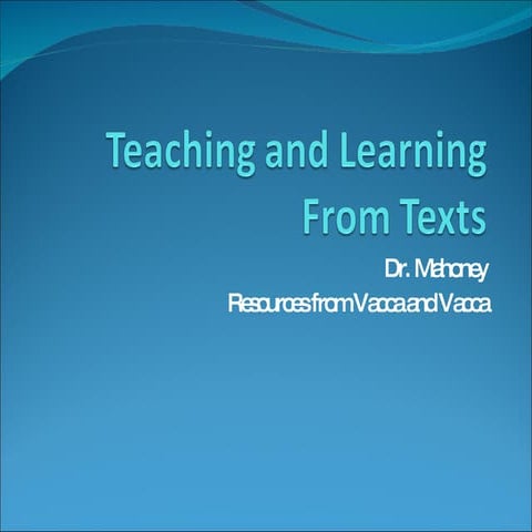 Teaching And Learning From Texts Vacca Ch1