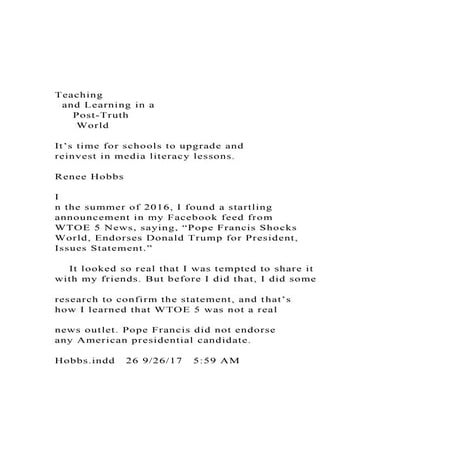 Teaching   and Learning in a      Post-Truth       Wor.docx