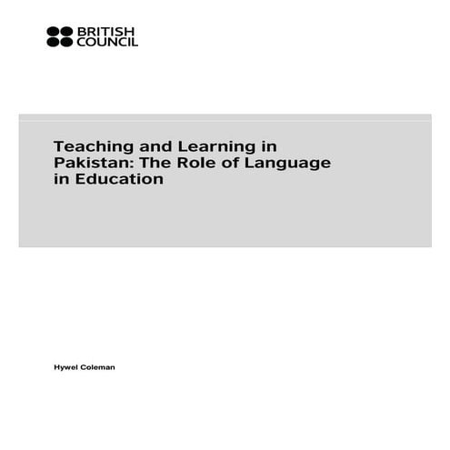 Teaching and learning in pakistan the role of language in education | PDF