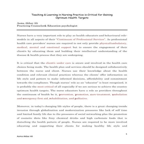 Teaching And Learning Practices In Nursing Docx