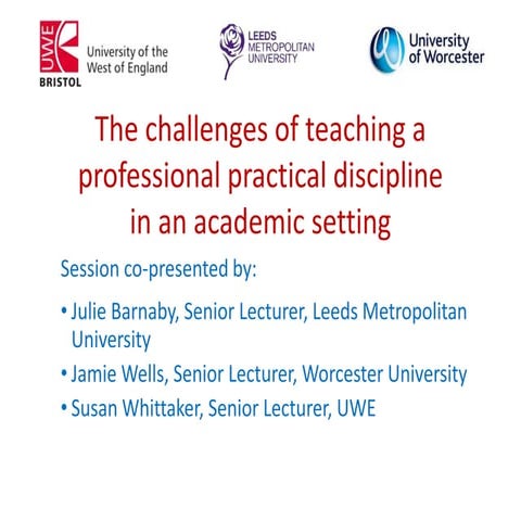 The challenges of teaching a professional practical discipline in an academic...