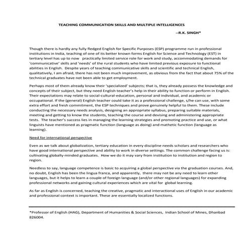 Teaching communication skills