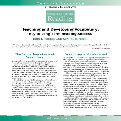 Teaching & developing vocabulary
