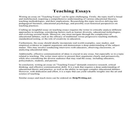 Teaching Essays. essay2_teachingforlearning6