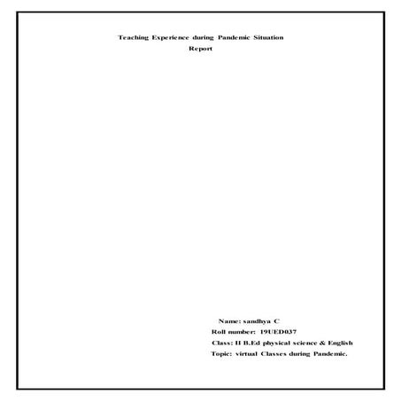 Teaching experience during pandemic situation