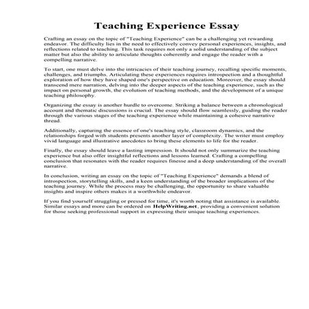 Teaching Experience Essay.pdfTeaching Experience Essay