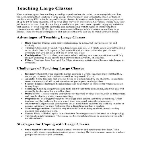 Teaching large classes