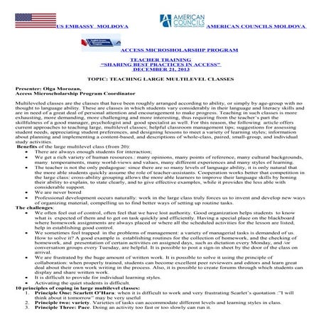 Teaching large multilevel classes