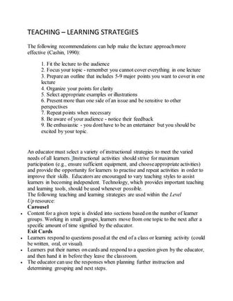 Teaching learning strategies