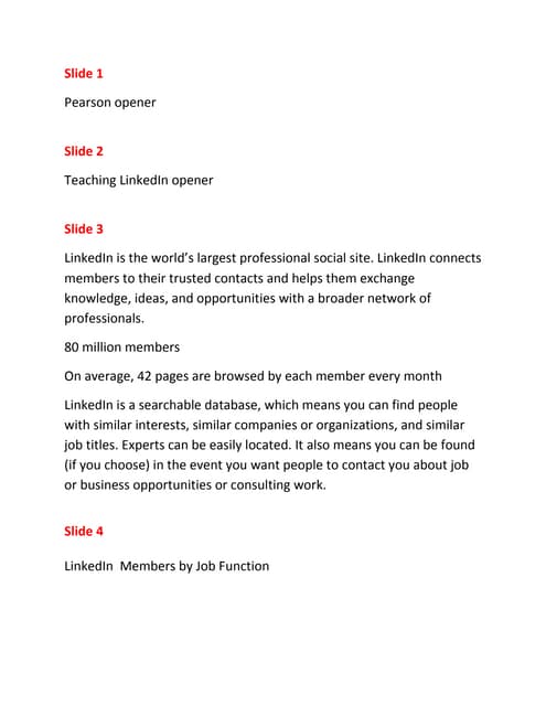 Script for Teaching LinkedIn