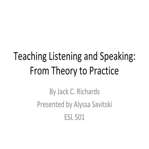 Teaching listening and speaking