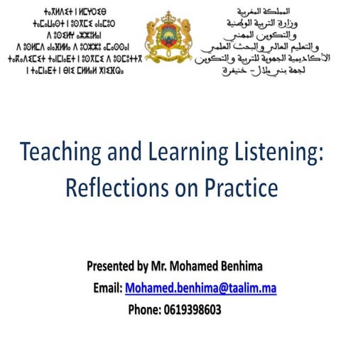 Teaching listening in secondary schools (a survey in Morocco)