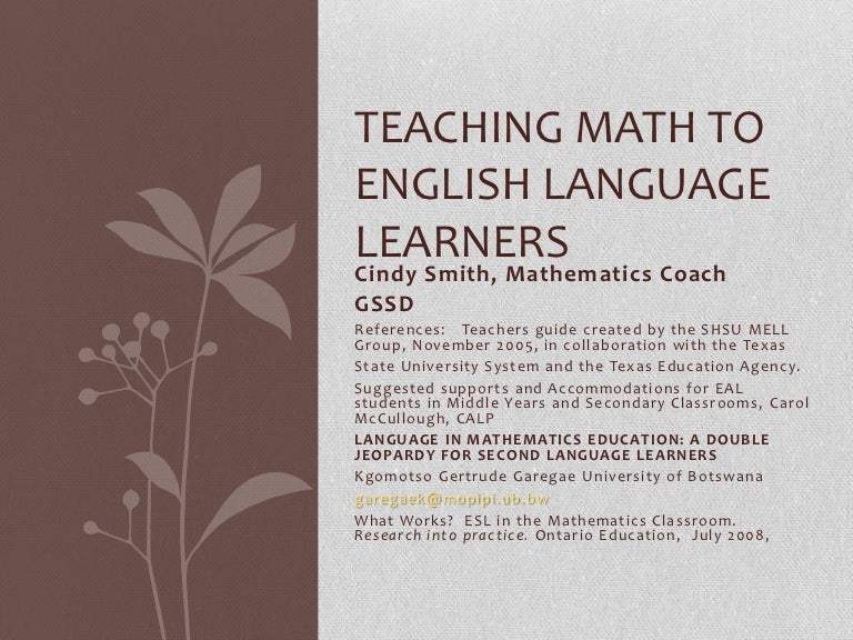 Teaching math to english language learners