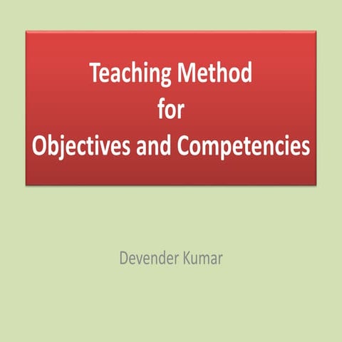 Teaching Methods aligned to objectives