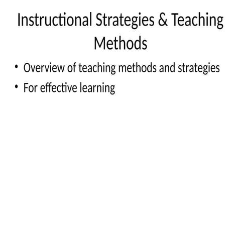 Comprehensive Instructional Strategies and Teaching Methods for ...