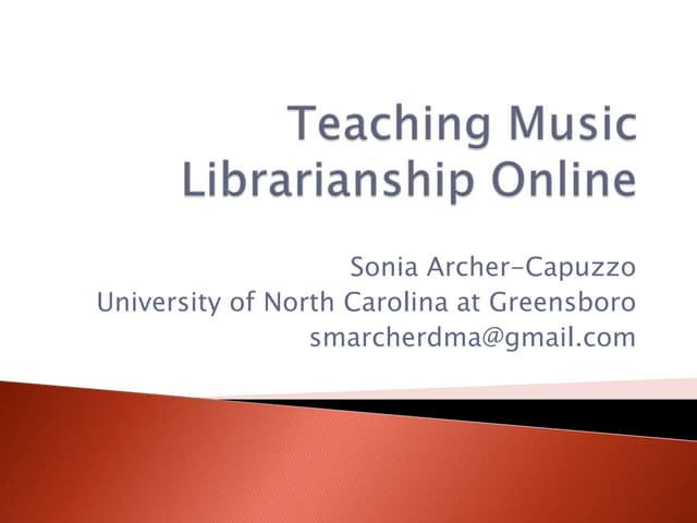 Teaching Music Librarianship Online