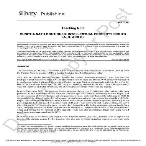 teaching note on case study.pdf Business law | PDF