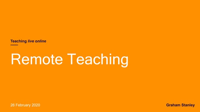 Teaching live online (Remote Teaching)