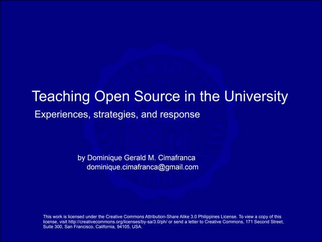 Teaching Open Source In The University