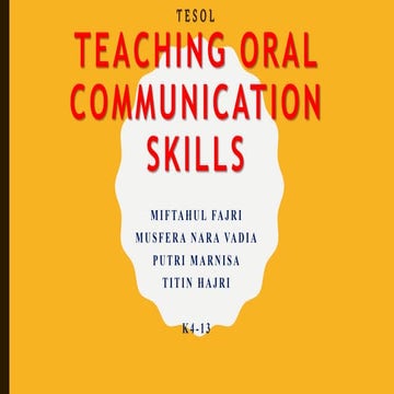 Teaching Oral Communication Skills