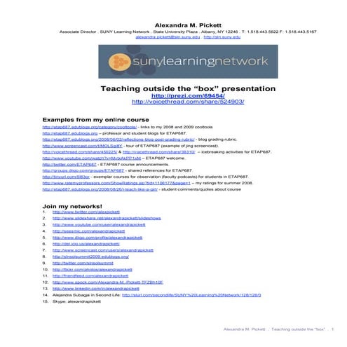 Teaching Outside the "Box" handout