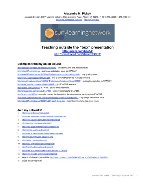 Teaching Outside the "Box" handout