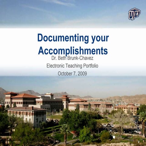 Teaching Portfolio: Documenting Your Accomplishments