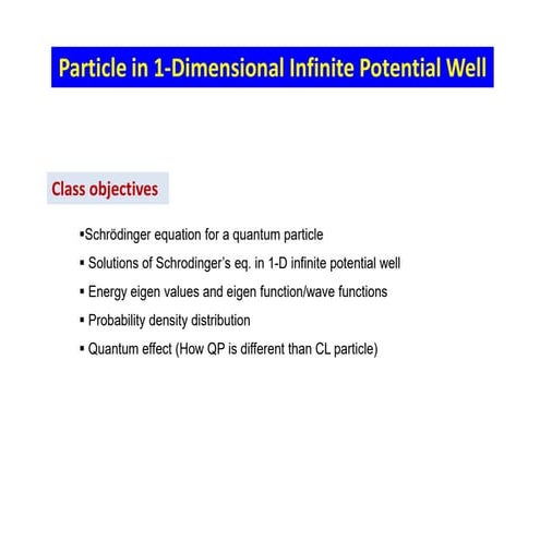 Particle in One-Dimensional Infinite potential well (box) | PDF