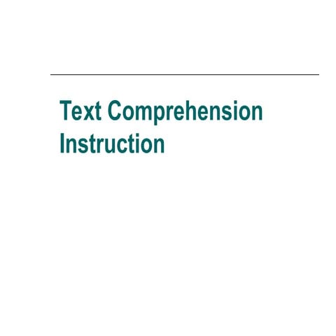 TEACHING READING COMPREHENSION in instruction | PPT
