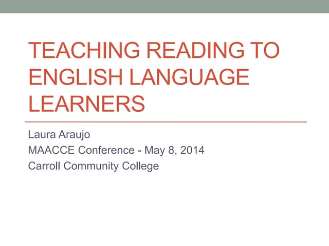 Teaching Reading to English Language Learners  