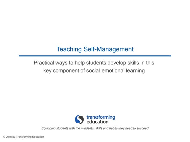Teaching Self-Management