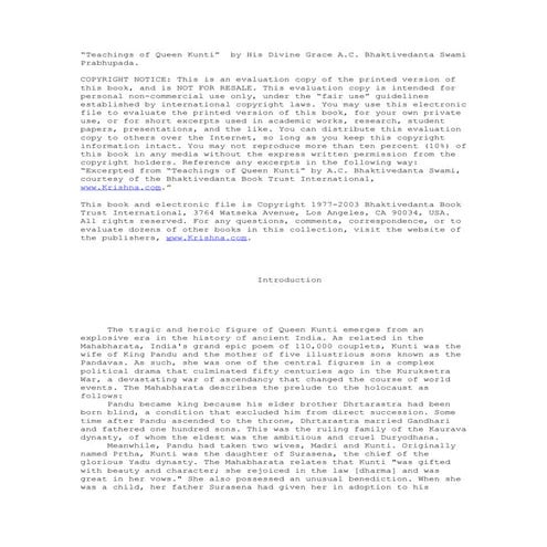 Teachings of queen_kunti