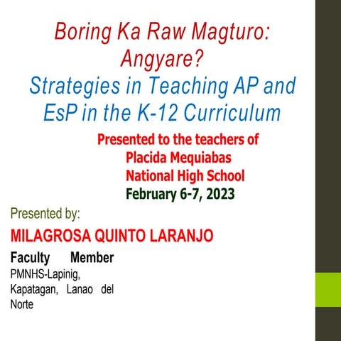 Teaching strategies in AP and EsP | PDF