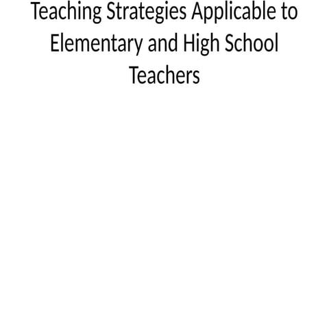 strategies in teaching used by teachers in school | PPTX