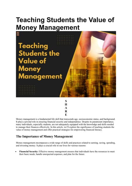How International Schools in India Encourage Financial Literacy from a ...