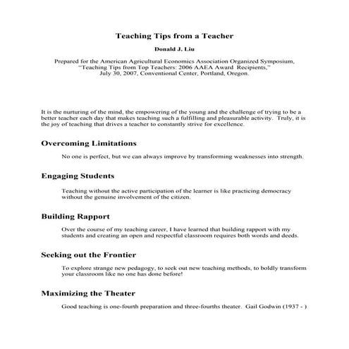 Teaching tips donald liu
