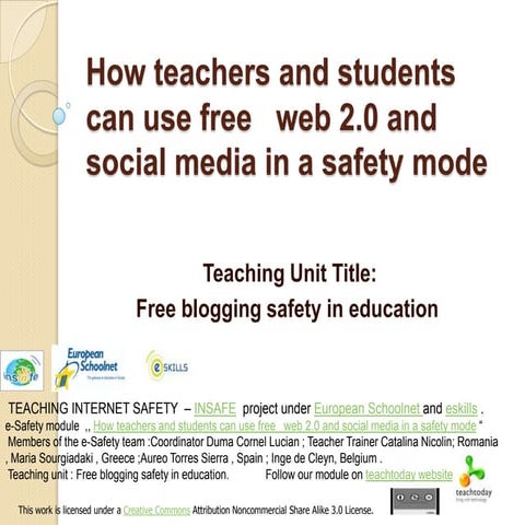 Teaching unit , free blogging safety in education
