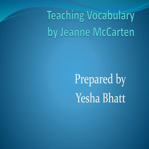 Teaching vocabulary